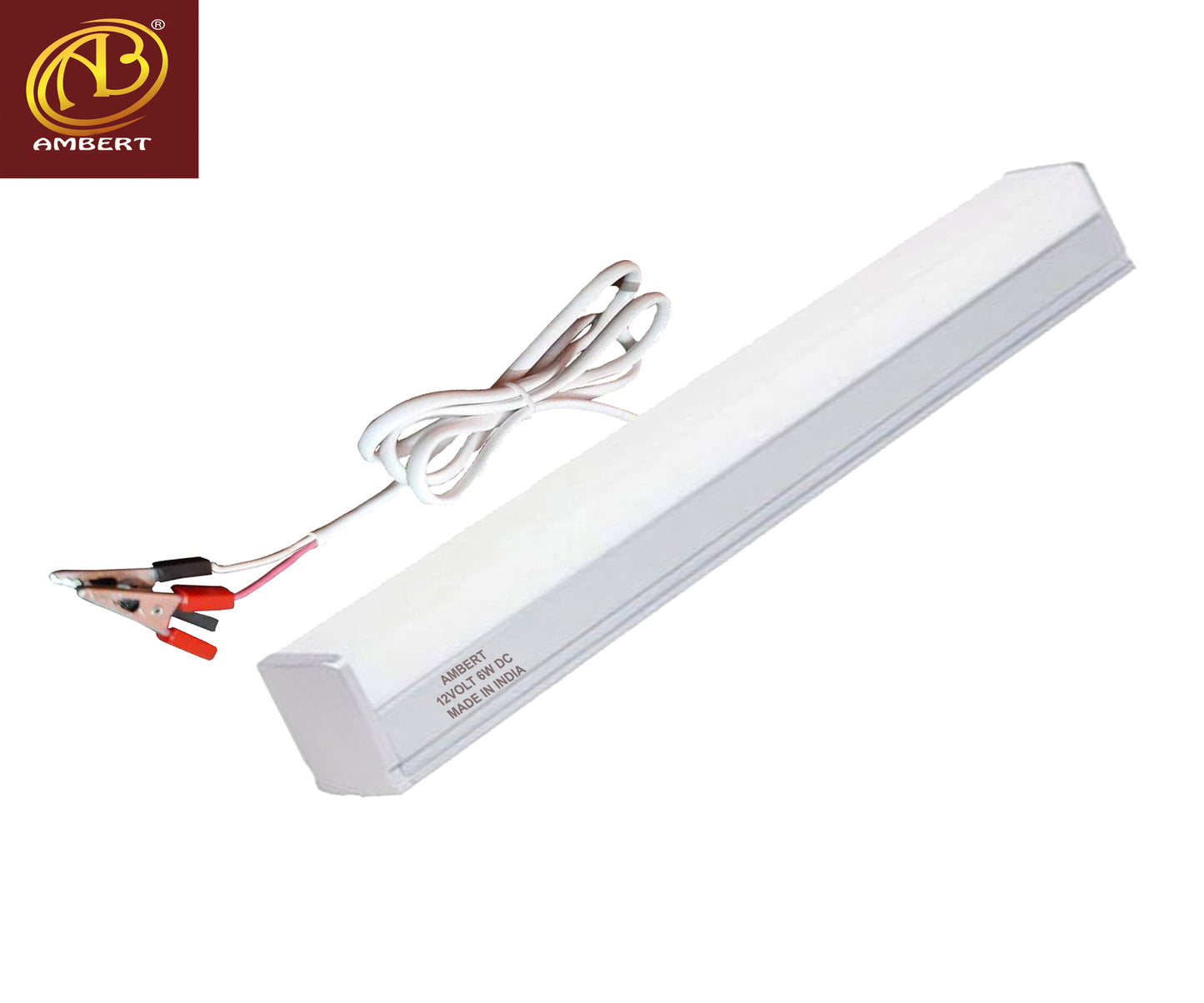 Ambert Led Tube Solar or Battery Operated 12V DC With Alligator Clips 4Meter Wire 1ft Tube 6W Pack of 1