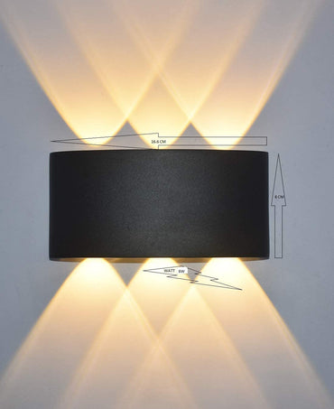 Ambert Indoor Outdoor Up Down Wall Lamps Led Light Shade Curved Black 06 Watts, Warm White, Die-Cast Aluminum