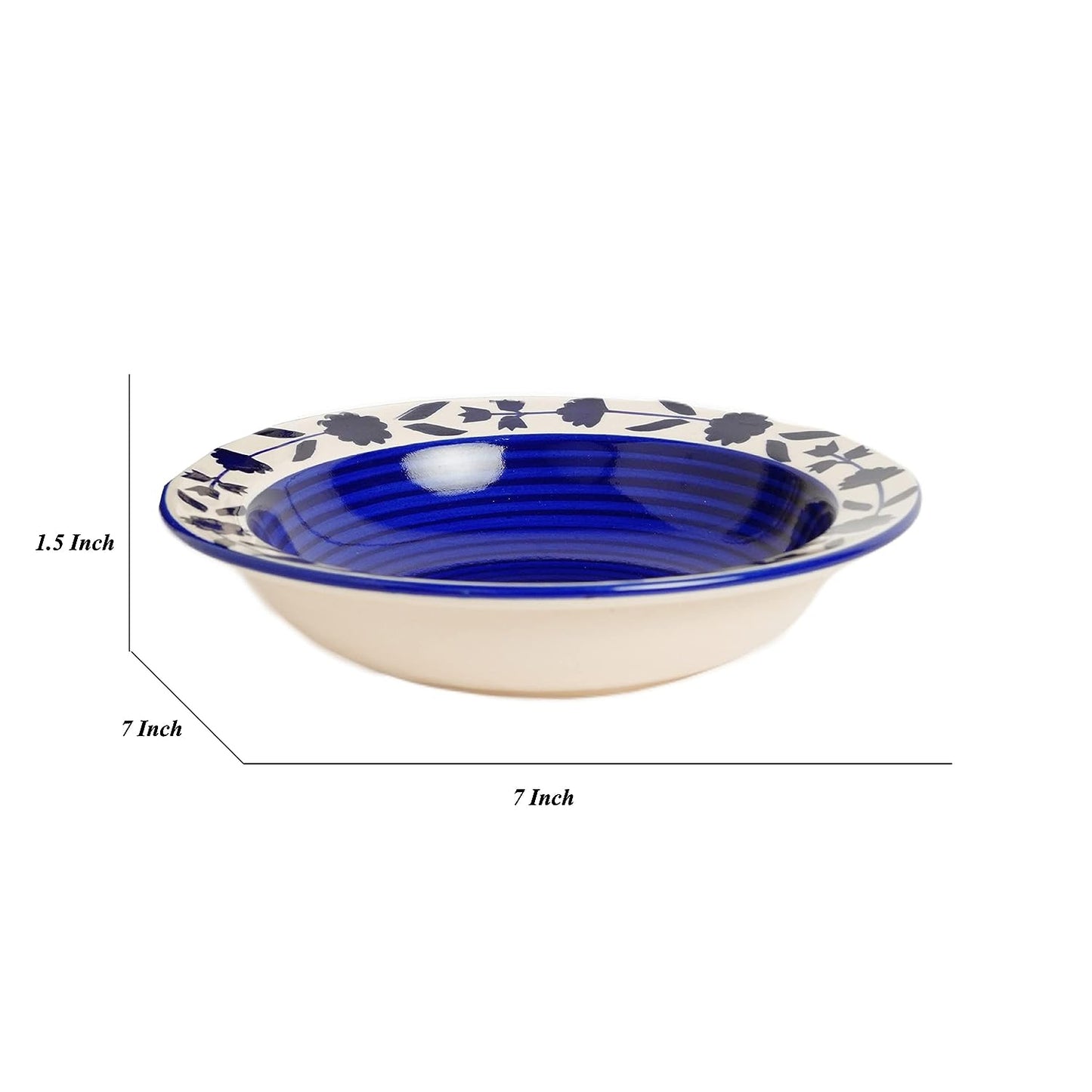 Ambert Ceramic Floral Hand-Painted Deep Pasta Plate Pack Of-4