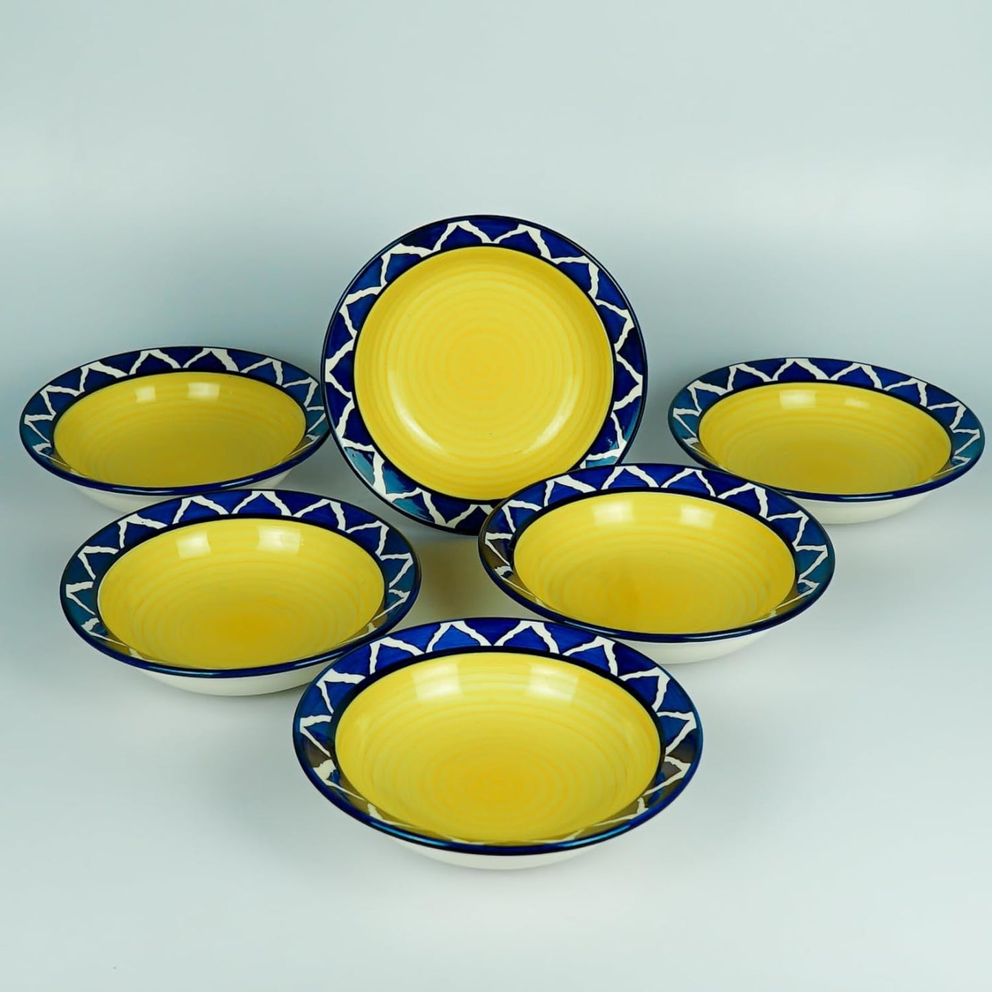 Ambert Ceramic Designer Umarov Soup Plate Suitable for Serving Soup, Pasta Pack of-6