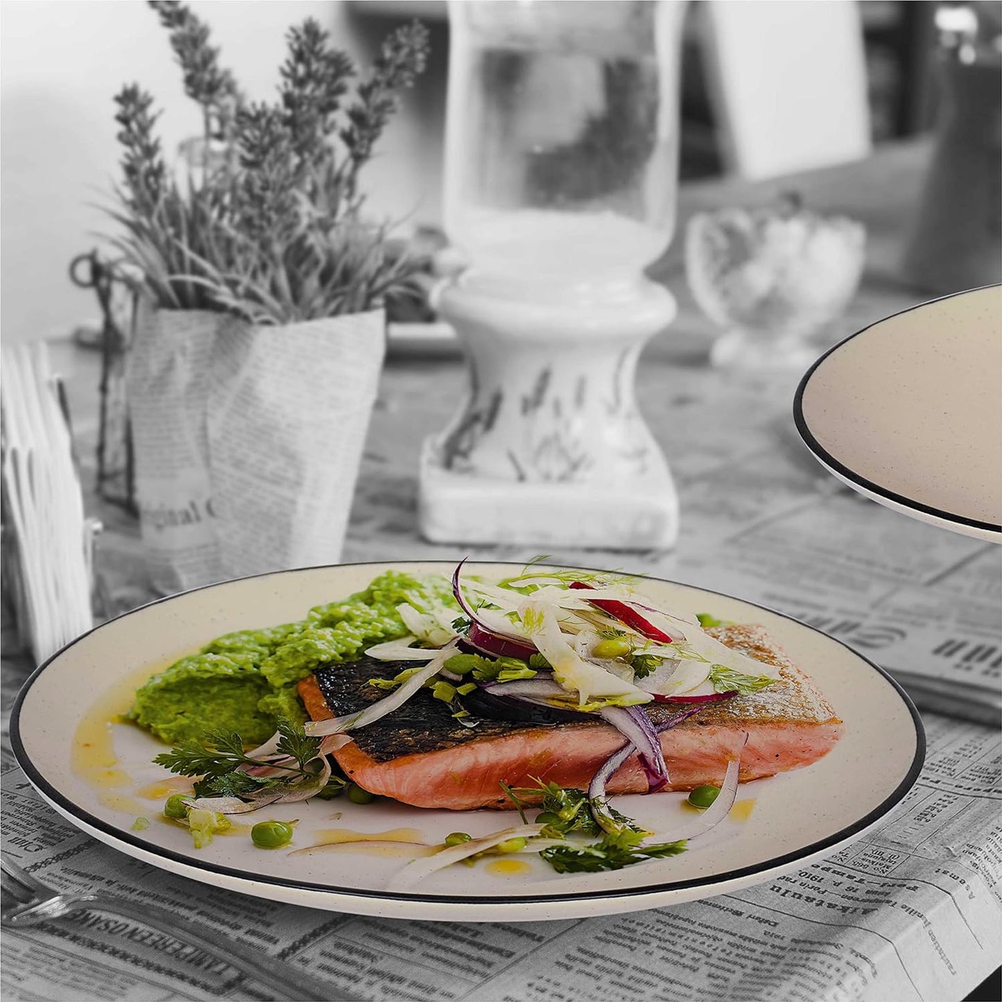 Ambert Ceramic Handcrafted Dotted White Quarter Plates Pack of-6
