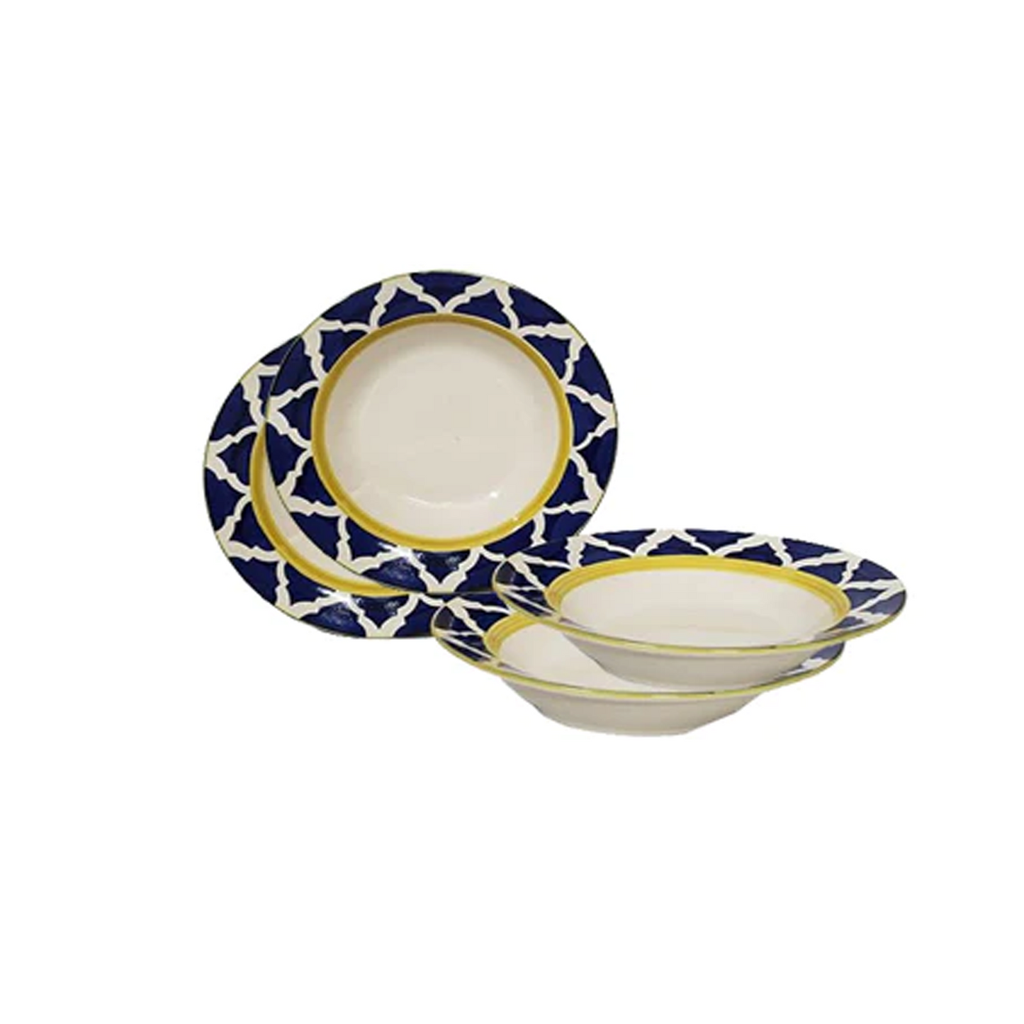 Ambert Ceramic Stoneware Hand-Painted Serving Deep Pasta Plate Set of-4