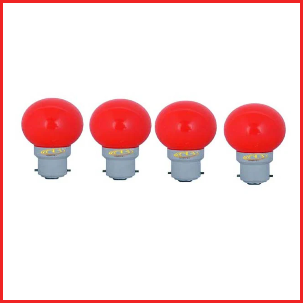 0.5 Watt Red Color Led Bulb 4-Pieces Combo Pack, Red Color Night Bulb Night Lamp Bulb (0.5/Zero Watt Night Bulb)