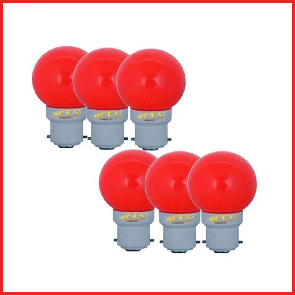 0.5 Watt Red Color Led Bulb 6-Pieces Combo Pack, Red Color Night Bulb Night Lamp Bulb (0.5/Zero Watt Night Bulb)