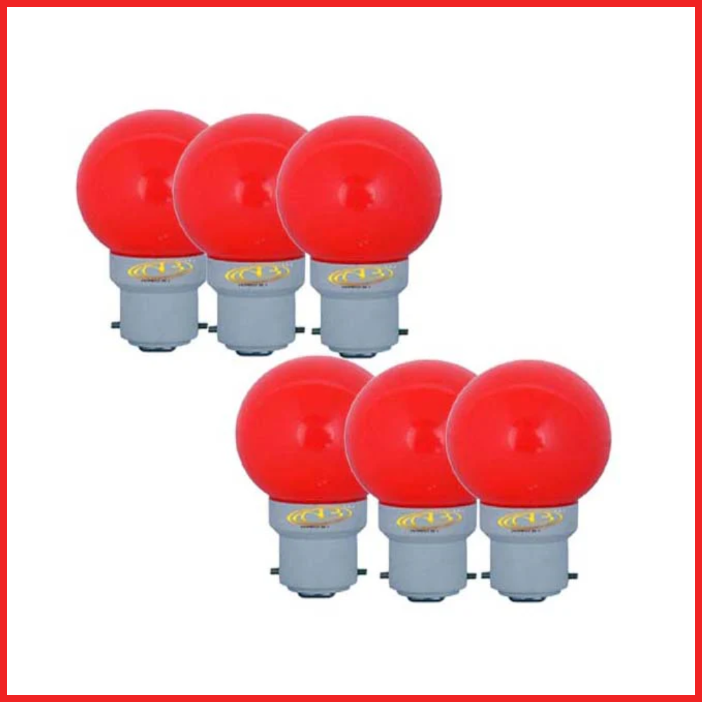 0.5W Red LED Night Bulb 6-Piece Combo Pack, Night Lamp Bulb