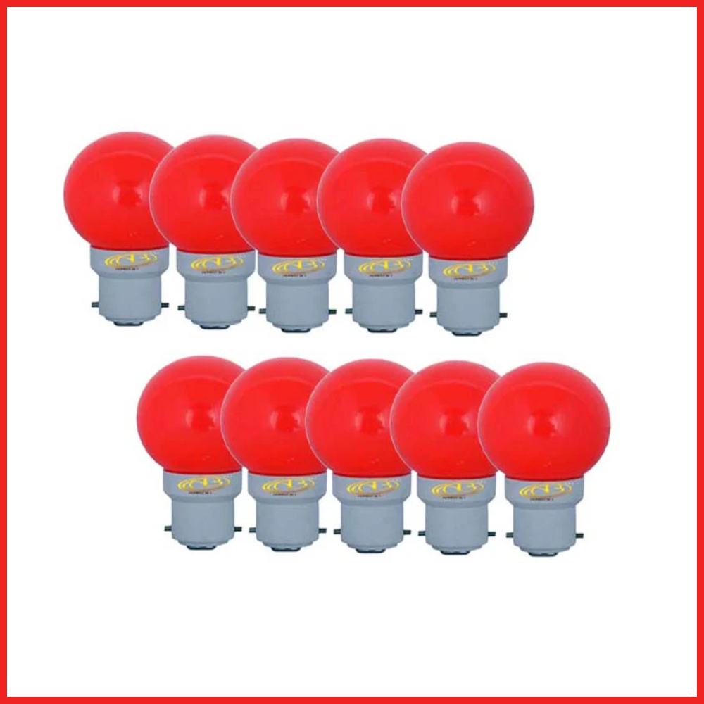 0.5 Watt Red Color Led Bulb 10-Pieces Combo Pack, Red Color Night Bulb Night Lamp Bulb (0.5/Zero Watt Night Bulb)