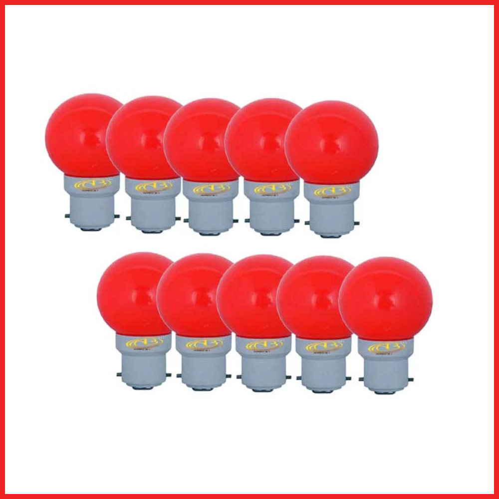 0.5W Red LED Night Bulb 10-Piece Combo Pack