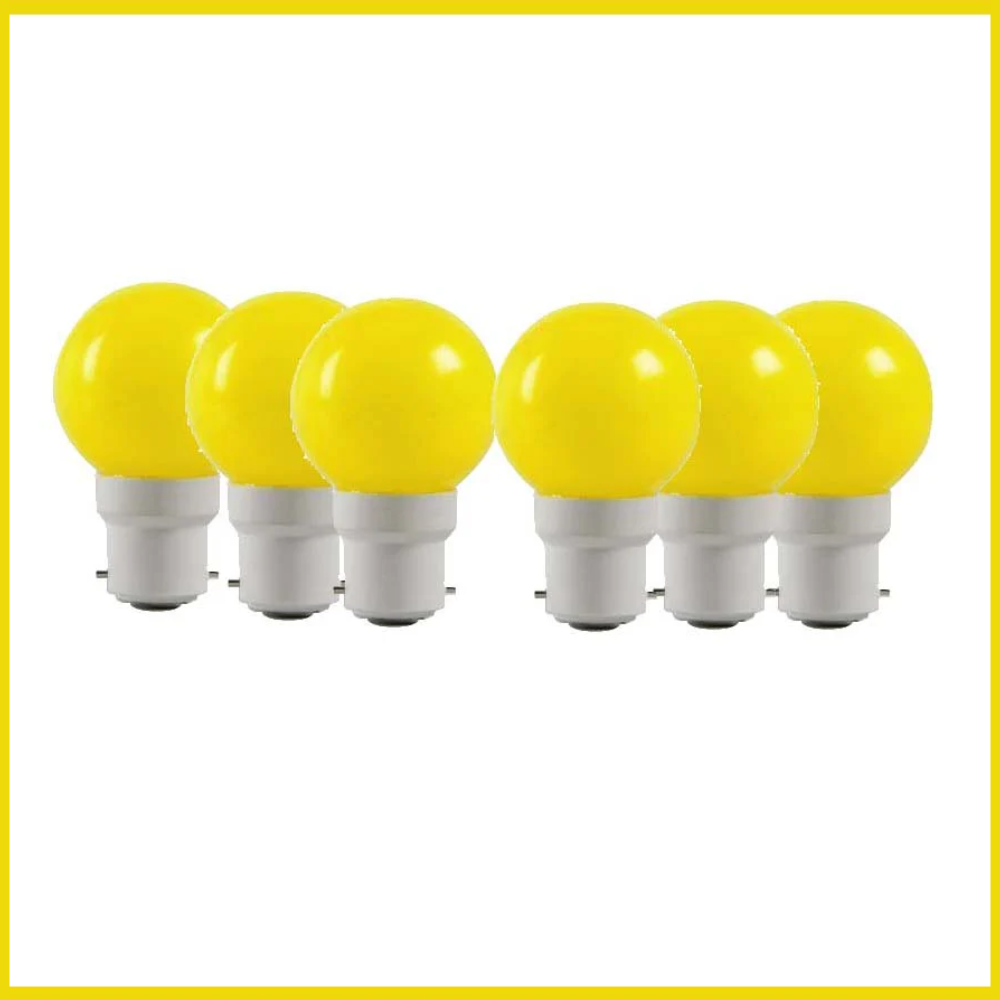 0.5 Watt Yellow Color Led Bulb 6-Pieces Combo Pack, Yellow Night Bulb Night Lamp Bulb (0.5/Zero Watt Night Bulb)