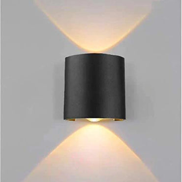 Ambert Indoor Outdoor Up Down Wall Lamps Led Light Shade Curved Black 2 Watts, Pack Of 1,  Warm White, Die-Cast Aluminum