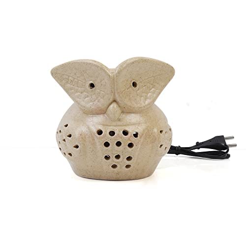 Ambert Oil Diffuser, Ancient Owl Shape Electric Ceramic Aroma Oil Diffuser/Natural Air Fragrance for Office/Home Decor/Spa/Living Room Brown Large