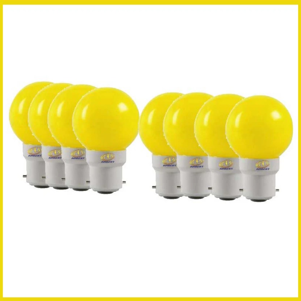 0.5 Watt Yellow Color Led Bulb 8-Pieces Combo Pack, Yellow Night Bulb Night Lamp Bulb (0.5/Zero Watt Night Bulb)