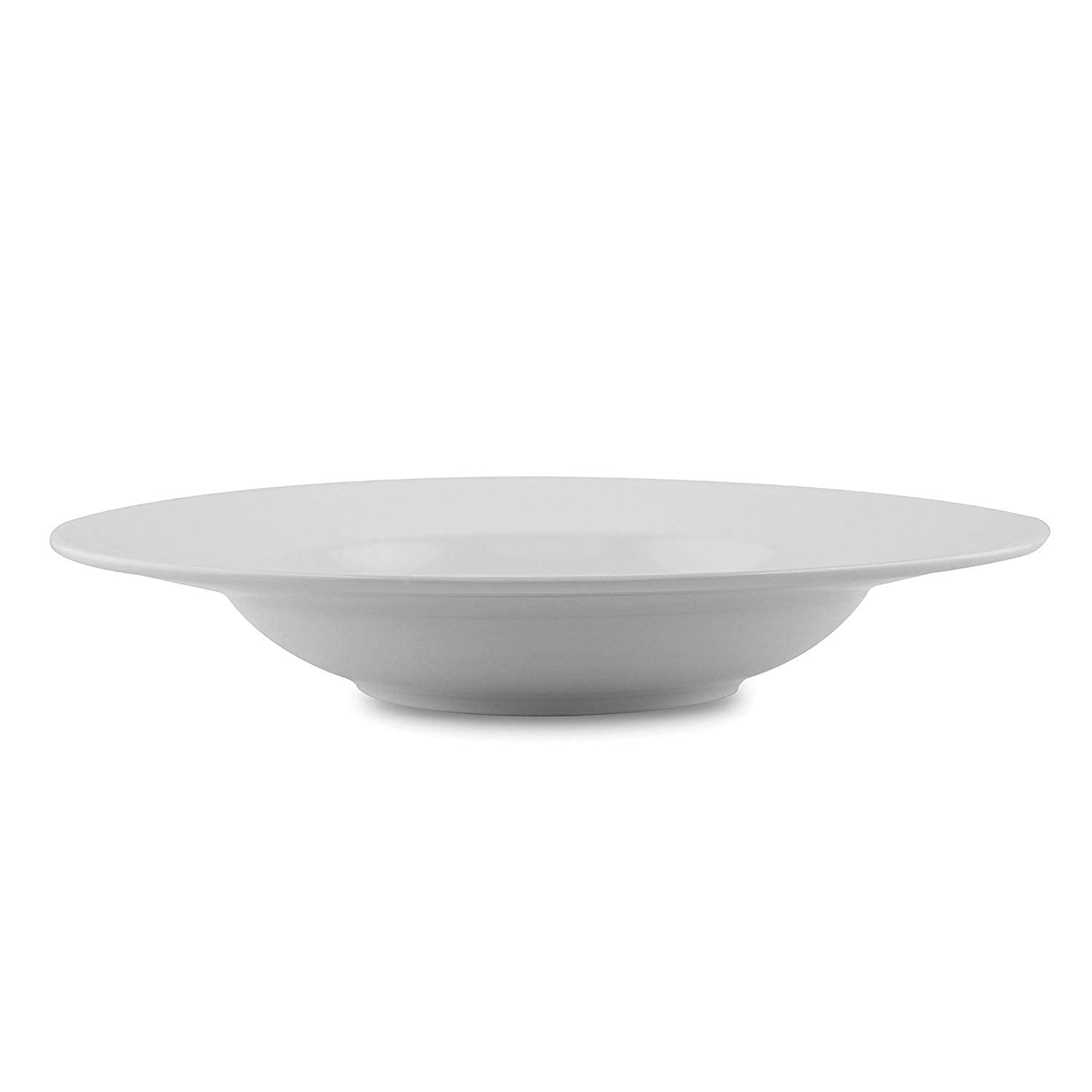 Ambert Deep Plate Plain, Snow White, 8 inch Pasta, Soup, Rice, Gravy Plate Opal glass Pack of 4