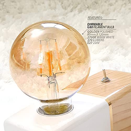 4 Watt G80 Led Filament Bulb E27 Base Amber Color Pack of 2