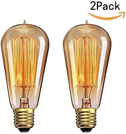 Edison Light Bulbs 40 Watt Filament Light Bulb E27 Base Decorative Antique Filament Lamp Bulbs Pack of 2