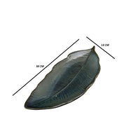 Ambert Sky Blue 15-Inch Ceramic Leaf Platter Set of 2, Microwave & Dishwasher Safe