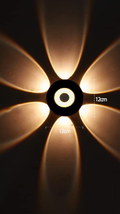 Ambert 12 Watts LED Round Shape Six Way Round Indoor Outdoor Waterproof Wall Light Warm White)