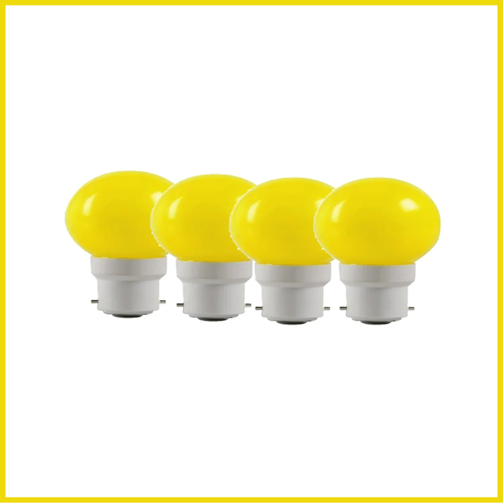 0.5 Watt Yellow Color Led Bulb 4-Pieces Combo Pack, Yellow Night Bulb Night Lamp Bulb (0.5/Zero Watt Night Bulb)