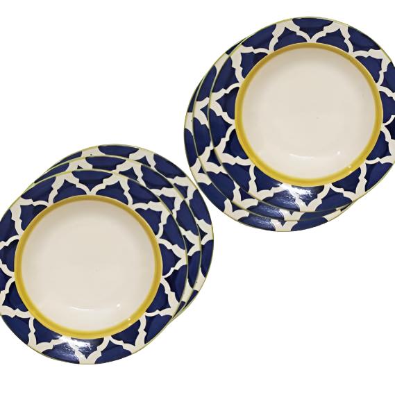 Ambert Ceramic Stoneware Hand-Painted Serving Deep Pasta Plate Set of-6