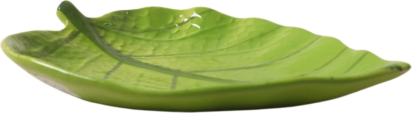 Ambert Handcrafted Ceramic Leaf Shaped Platter, Microwave & Dishwasher Safe, 1 Pack