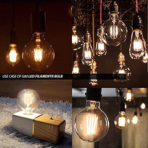 4 Watt G80 Led Filament Bulb E27 Base Amber Color Pack of 2