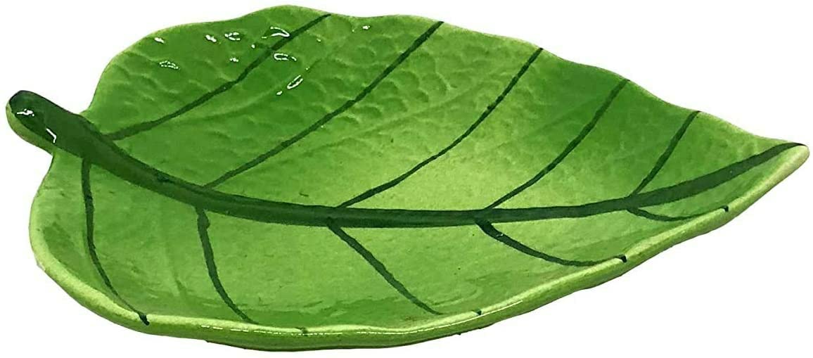 Ambert Betel Leaf Shaped Starter, Microwave Safe Use, Dry Fruits & Samosa Serving Platters Green Color Set of 2