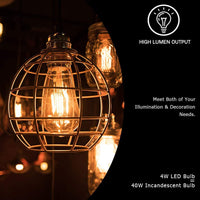 ST64 4W E27 E26 Base Led Filament Bulbs Edison Antique Bulb Amber Color Pack of 2