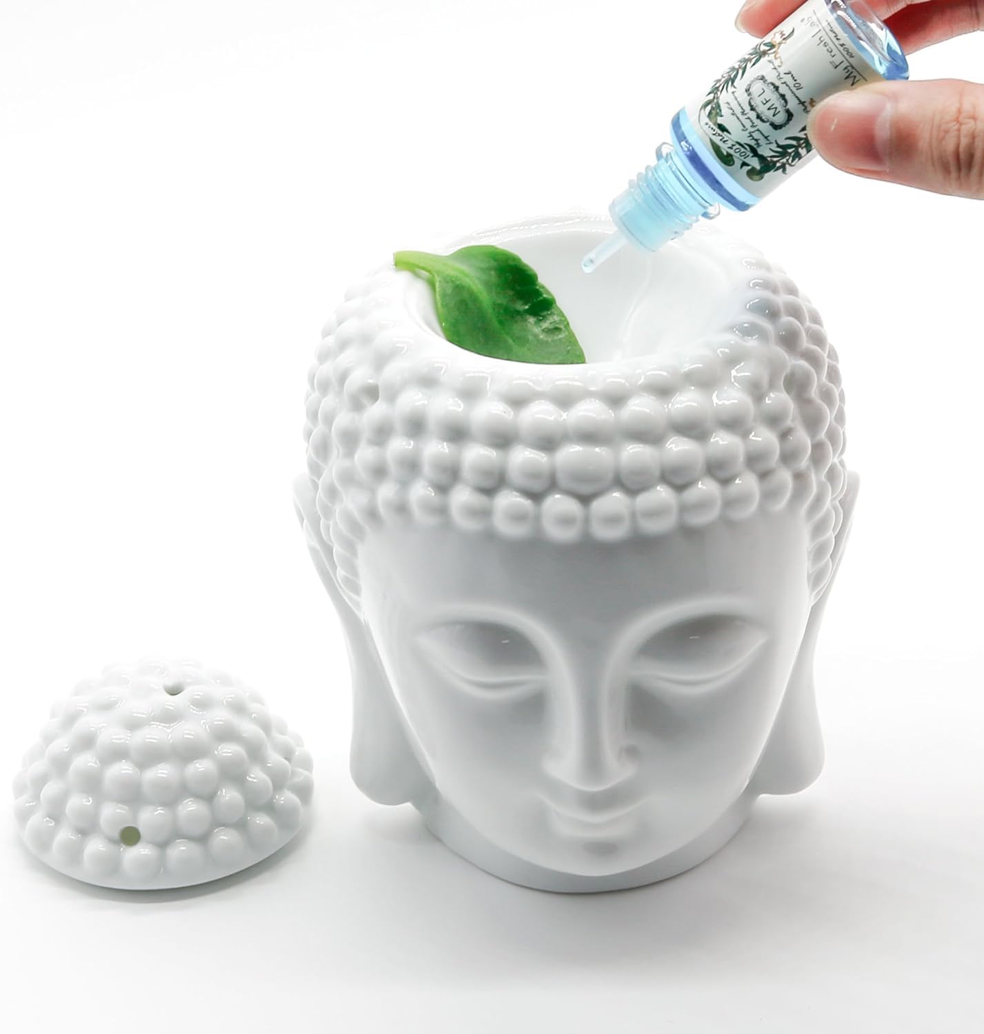 Ambert Ceramic Buddha Head Oil Burner Candle Holder Aroma Diffuser