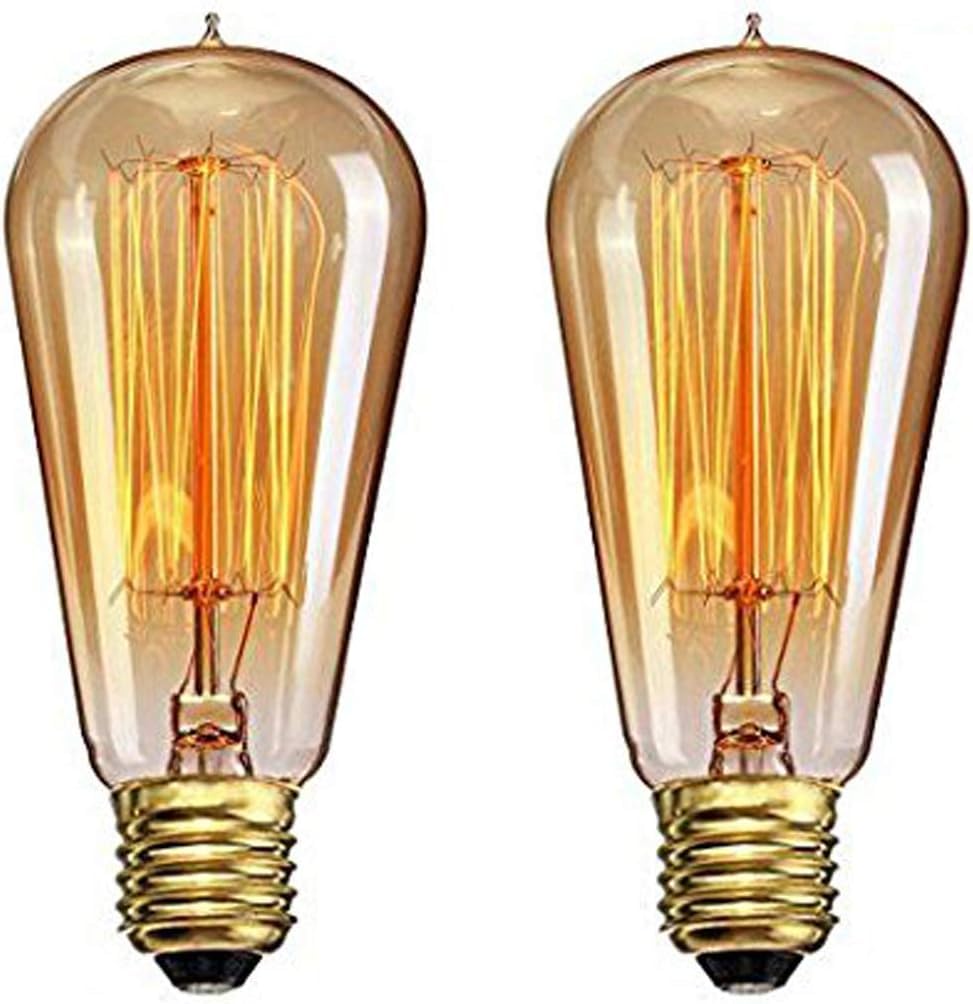 Edison Light Bulbs 40 Watt Filament Light Bulb E27 Base Decorative Antique Filament Lamp Bulbs Pack of 2