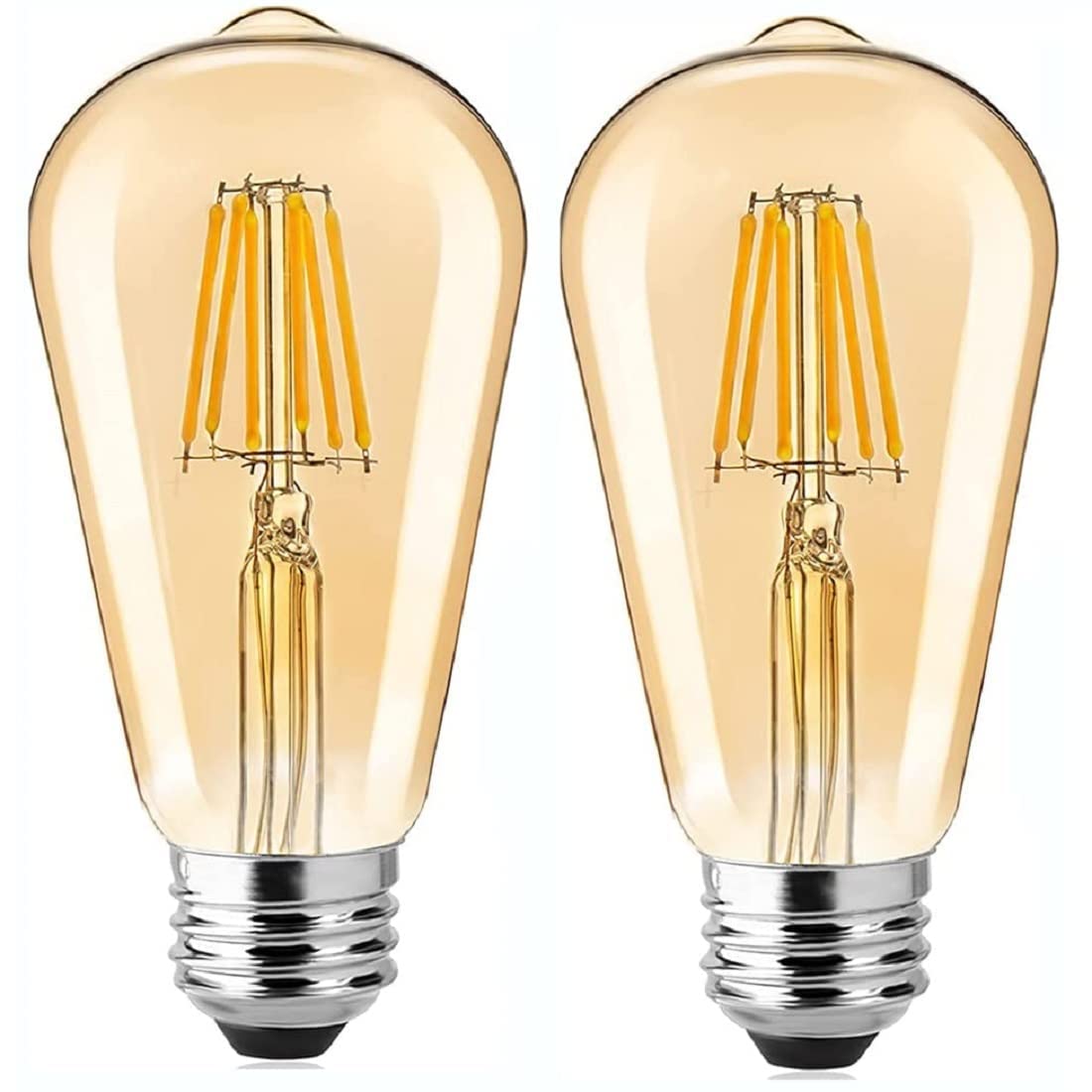 ST64 4W E27 E26 Base Led Filament Bulbs Edison Antique Bulb Amber Color Pack of 2