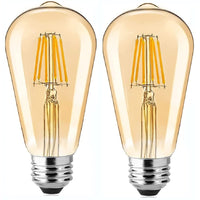 ST64 4W E27 E26 Base Led Filament Bulbs Edison Antique Bulb Amber Color Pack of 2