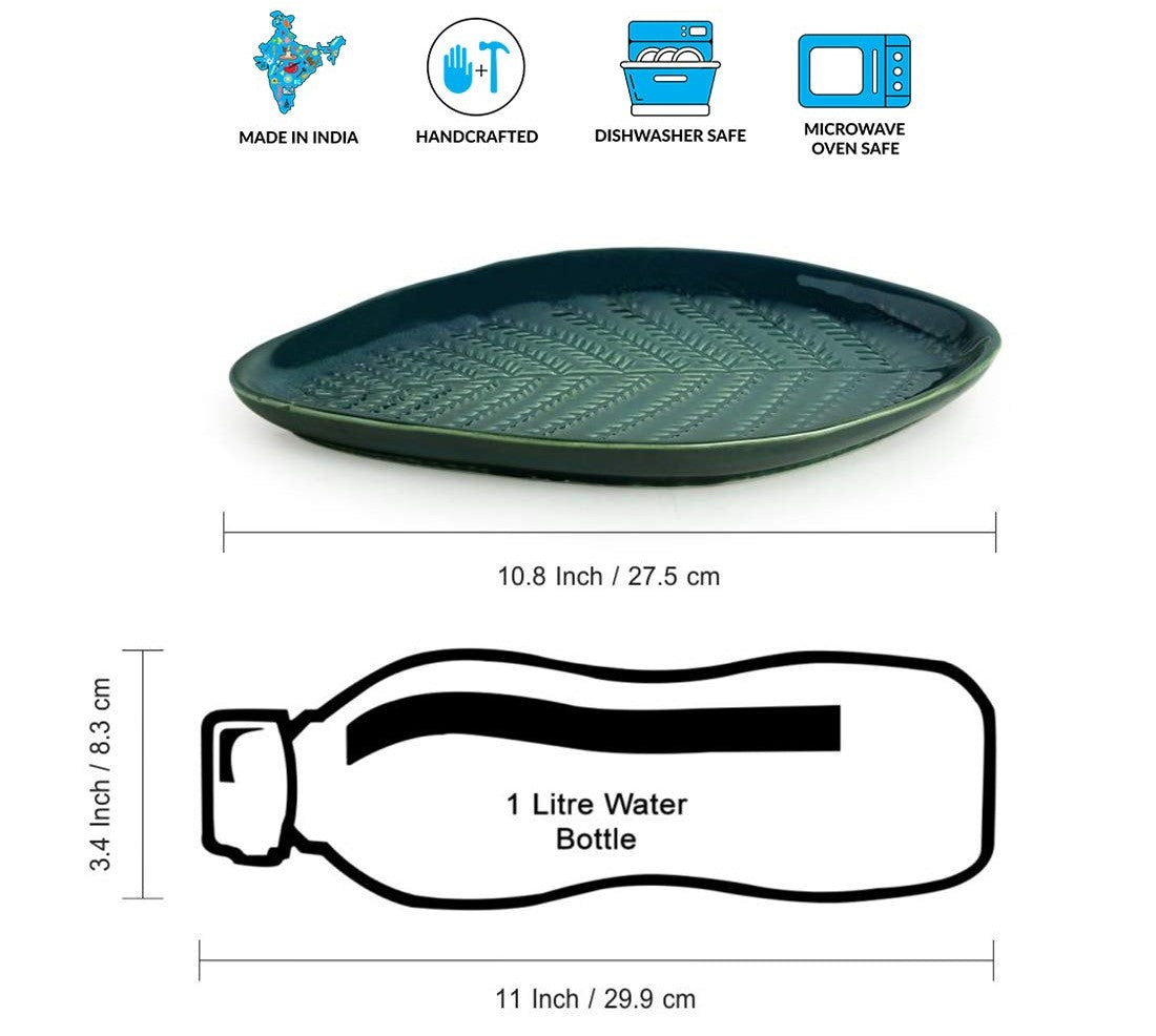 Ambert Ceramic Serving Platter Set of 2, 10.8 Inch, Microwave Safe