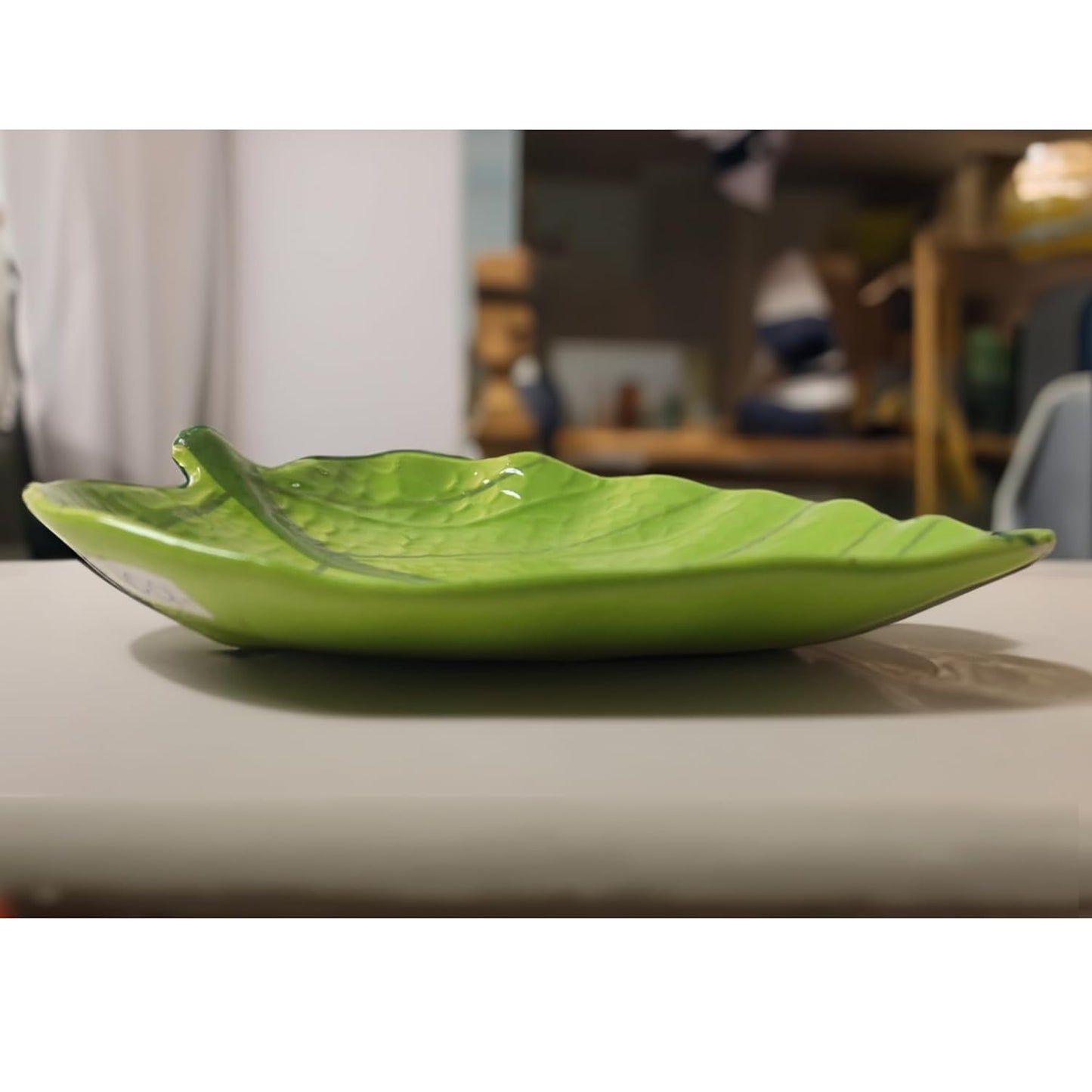 Ambert Handcrafted Ceramic Leaf Shaped Platter, Microwave & Dishwasher Safe, 1 Pack