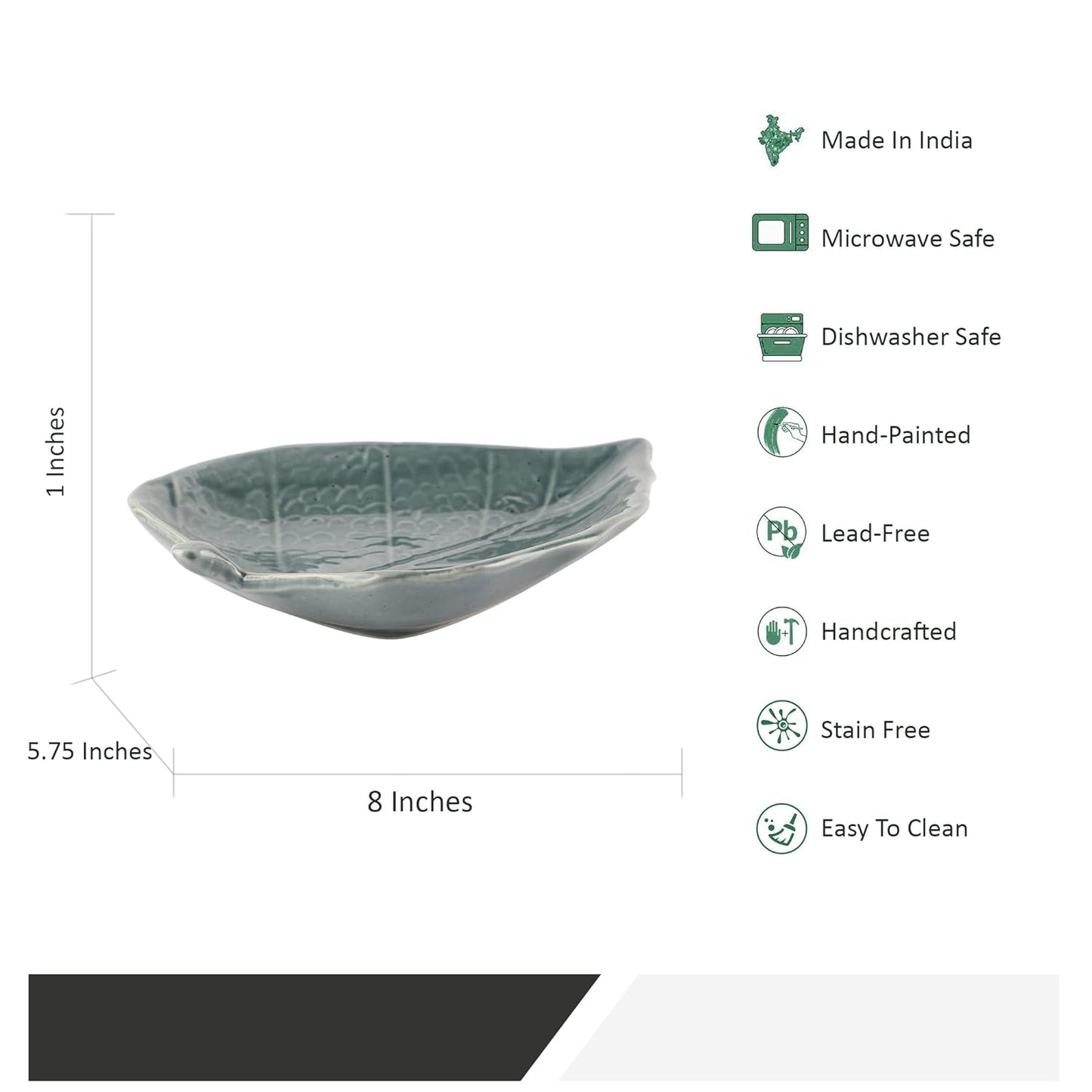 Ambert Leaf Platter Set of 2 Pcs, 7 Inches Kitchen &amp; Table Top Snack Serving Platter for Breakfast, Dining Table, Microwave Safe