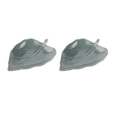 Ambert Leaf Platter Set of 2 Pcs, 7 Inches Kitchen &amp; Table Top Snack Serving Platter for Breakfast, Dining Table, Microwave Safe