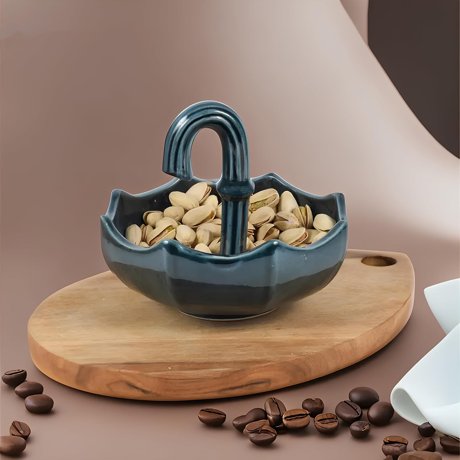 Ambert Umbrella Ceramic Snack Platter, Stylish Dry Fruits & Appetizer Serving Tray