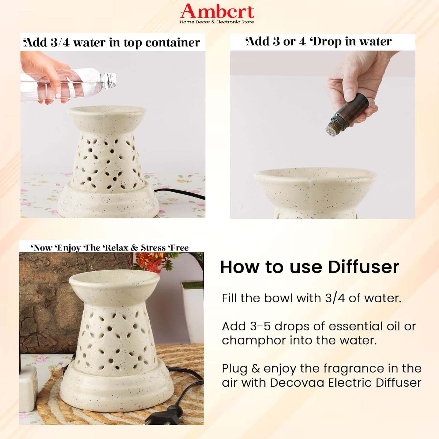 Ambert Aroma Ceramic Diffuser for Home Fragrance