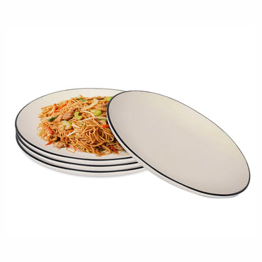 Ambert Ceramic Handcrafted Dotted White Quarter Plates Pack of-6