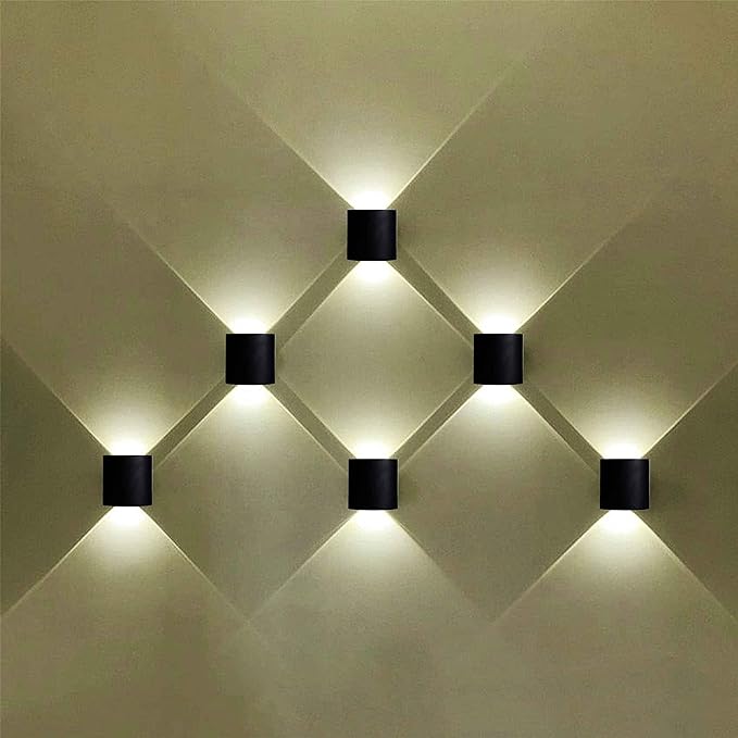 Ambert Indoor Outdoor Up Down Wall Lamps Led Light Shade Curved Black 2 Watts, Pack Of 1,  Warm White, Die-Cast Aluminum