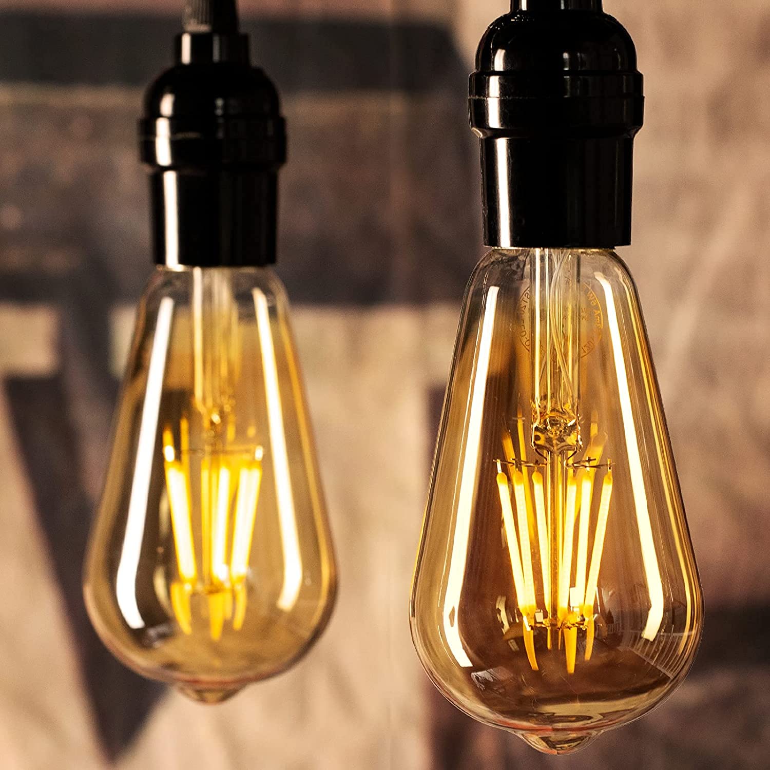 ST64 4W E27 E26 Base Led Filament Bulbs Edison Antique Bulb Amber Color Pack of 2