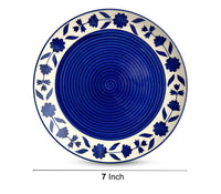 Ambert Floral Pattern Ceramic 7-Inch Plates, Set of 6, Microwave & Dishwasher Safe