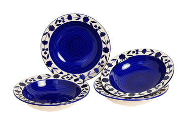 Ambert Ceramic Floral Hand-Painted Deep Pasta Plate Pack Of-4