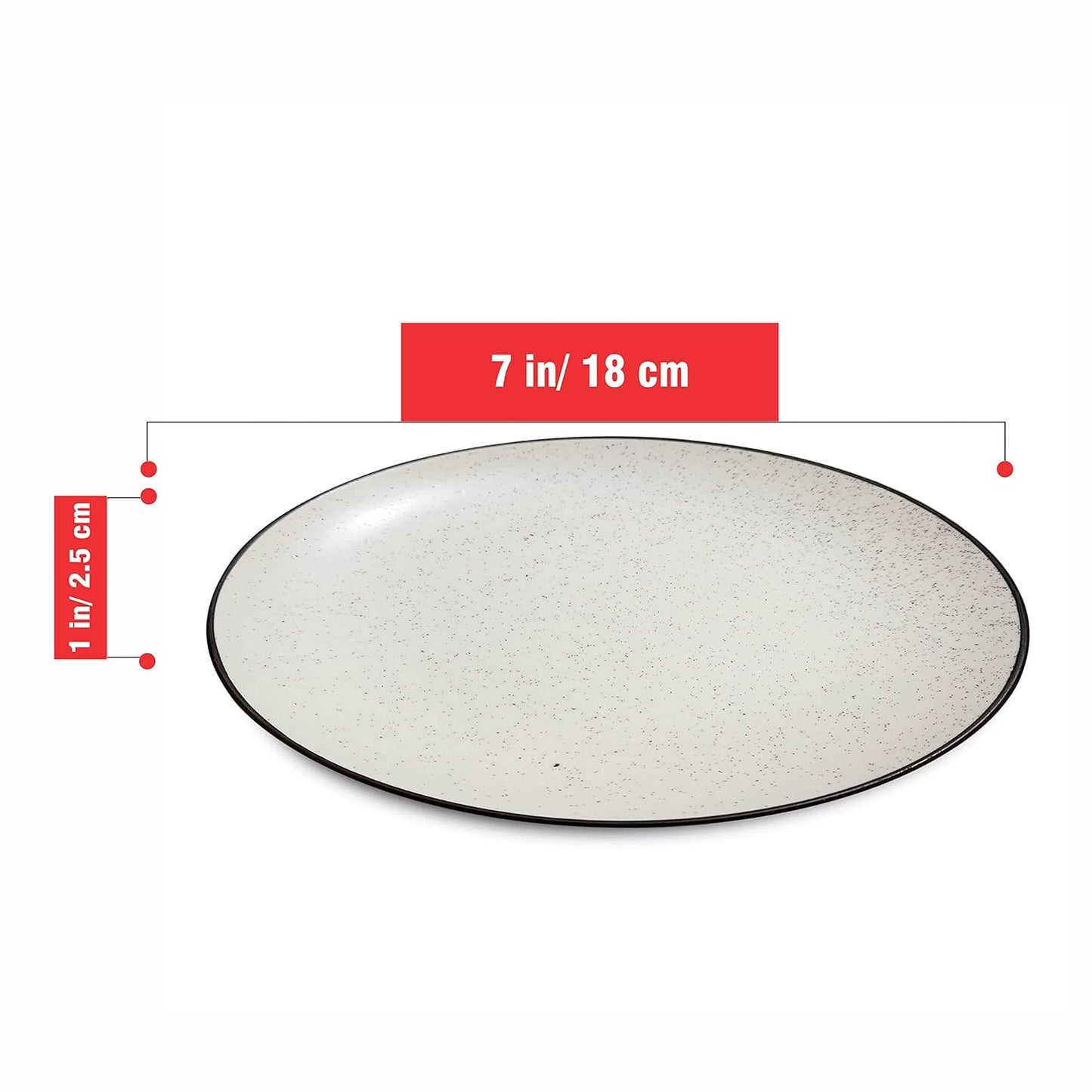 Ambert Ceramic Handcrafted Dotted White Quarter Plates Pack of-6
