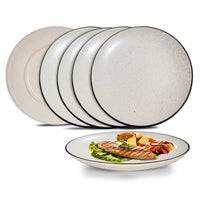 Ambert Ceramic Handcrafted Dotted White Quarter Plates Pack of-6