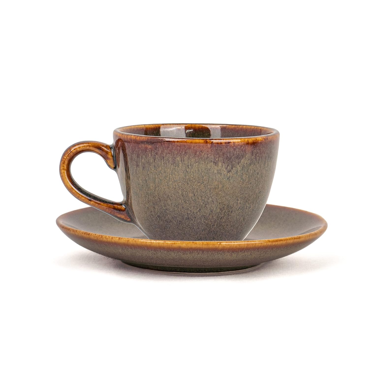 Ambert Ceramic Cup and Saucer Set of 6, 200ml Glossy Finish | Tea Set Ceramic