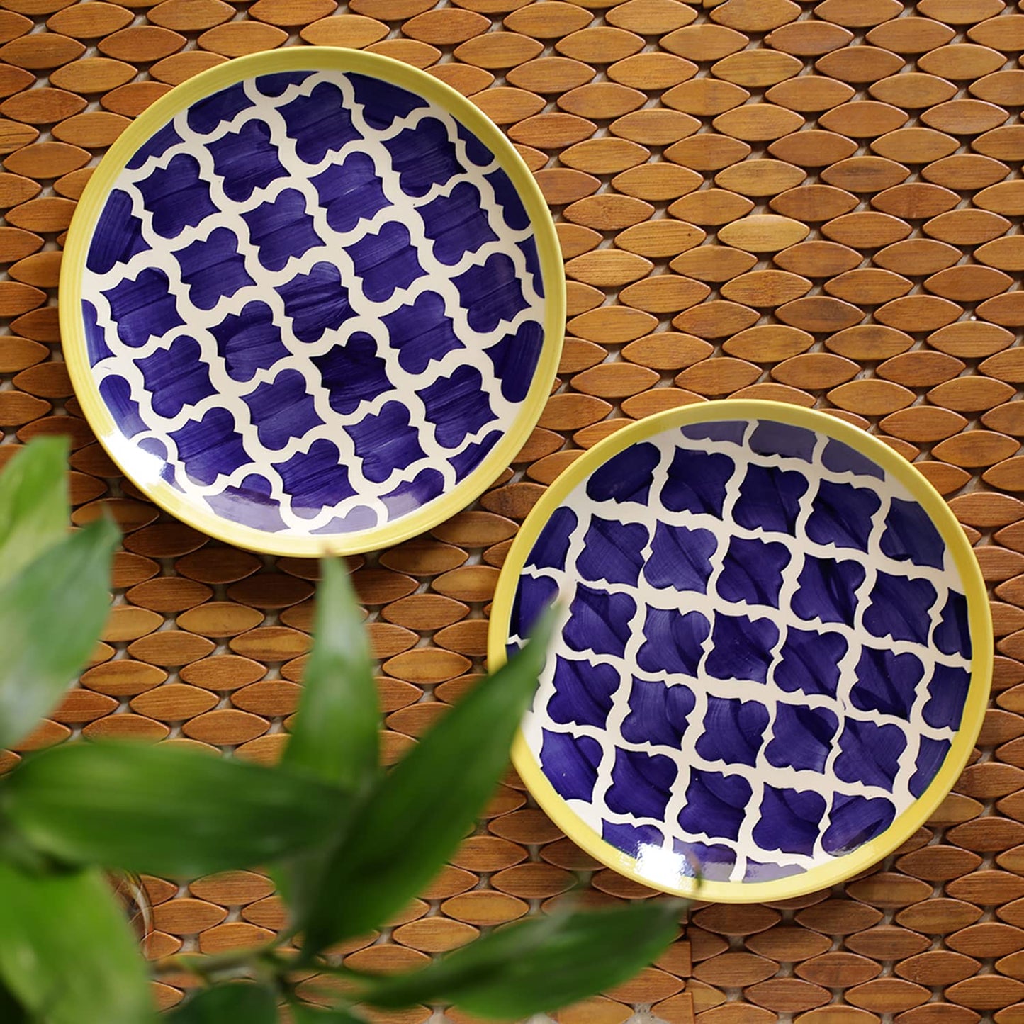 Ambert Moroccan Plates Pair Hand painted Ceramic Dinner Plates Pack of -4