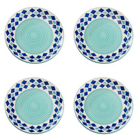 Ambert Ceramic 7-Inch Sea Green Designer Dinner Plates, Set of 4, Microwave & Dishwasher Safe