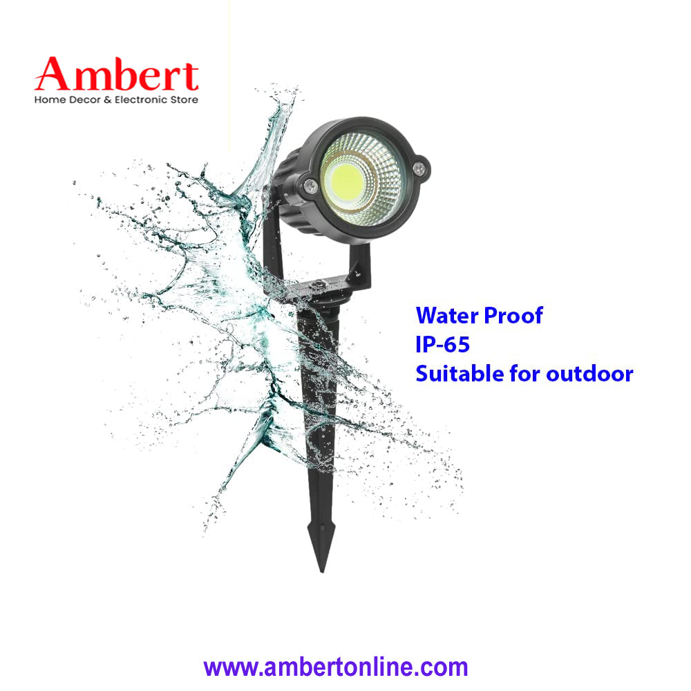 Ambert 5 Watt LED Waterproof Garden Light, 3000K Outdoor Spotlight with Spike Stand,IP65, Aluminum Body, Set of 1 (Warm White).