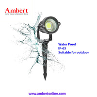 Ambert 5 Watt LED Waterproof Garden Light, 3000K Outdoor Spotlight with Spike Stand,IP65, Aluminum Body, Set of 1 (Warm White).