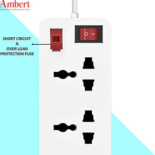 Ambert 4 Meter 13 Feet Long Switch Board Extension,Extension Boards with Switch,Extension Cords,Extension Board with Long Wire,Extension Board for Computer, Surge Protectors Spike Buster, Switch Board