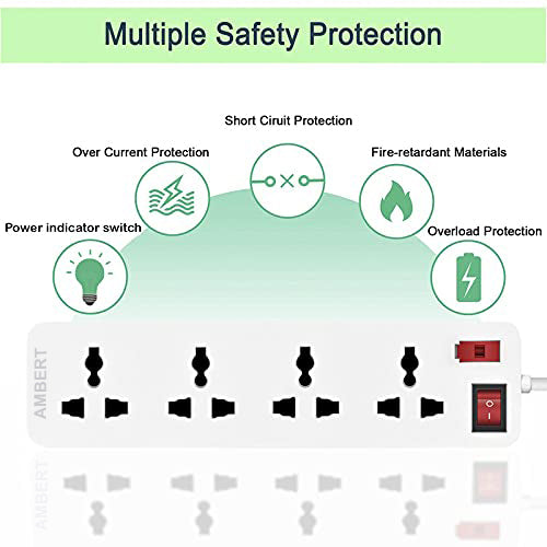Ambert 4 Meter 13 Feet Long Switch Board Extension,Extension Boards with Switch,Extension Cords,Extension Board with Long Wire,Extension Board for Computer, Surge Protectors Spike Buster, Switch Board